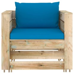 Salon de jardin 2 pcs avec coussins Bois imprégné de vert 641270641270