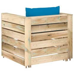 Salon de jardin 2 pcs avec coussins Bois imprégné de vert 641270641270