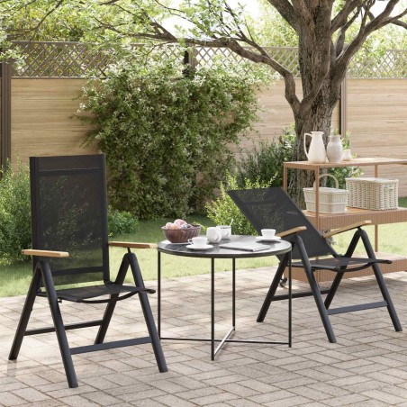 Chaises de jardin inclinables 2 pcs Noir 58 x 73 x 111,5 cm 641272641272