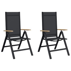 Chaises de jardin inclinables 2 pcs Noir 58 x 73 x 111,5 cm 641272641272
