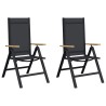 Chaises de jardin inclinables 2 pcs Noir 58 x 73 x 111,5 cm 641272641272