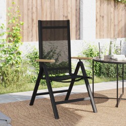 Chaises de jardin inclinables 2 pcs Noir 58 x 73 x 111,5 cm 641272641272
