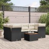 Salon de jardin 7 pcs avec coussins noir résine tressée 641273641273