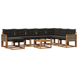 Ensemble de canapés d'extérieur 9 pcs Naturel et noir 641276641276