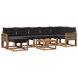 Ensemble de canapés d'extérieur 8 pcs Naturel et noir 641281641281