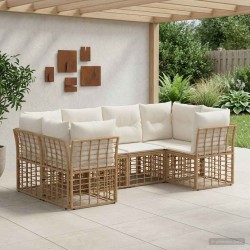 Ensemble de canapés d'extérieur 6 pcs Naturel Polyester 641283641283