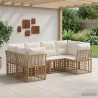Ensemble de canapés d'extérieur 6 pcs Naturel Polyester 641283641283