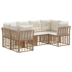 Ensemble de canapés d'extérieur 6 pcs Naturel Polyester 641283641283
