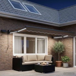 Store rétractable manuel avec LEDs Taupe 641284641284