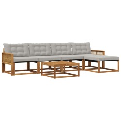 Ensemble de canapés d'extérieur 6 pcs Naturel et gris clair 641289641289