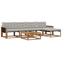 Ensemble de canapés d'extérieur 6 pcs Naturel et gris clair 641292641292