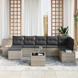 Ensemble de canapé de jardin 8 pcs Gris clair polyrotin 641298641298