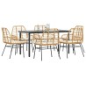 Ensemble à manger jardin coussins 7pcs marron poly rotin verre 641305641305