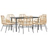 Ensemble à manger jardin coussins 7pcs marron poly rotin verre 641305641305