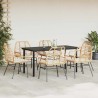 Ensemble à manger jardin coussins 7pcs marron poly rotin verre 641305641305