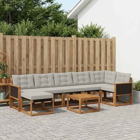 Ensemble de canapés d'extérieur 8 pcs Naturel et gris clair 641310641310