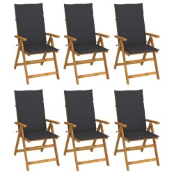 Chaises pliables de jardin lot de 6 avec coussins Bois d'acacia 641313641313