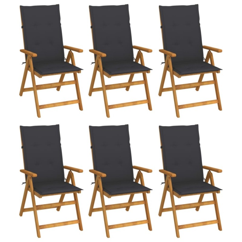 Chaises pliables de jardin lot de 6 avec coussins Bois d'acacia 641313641313