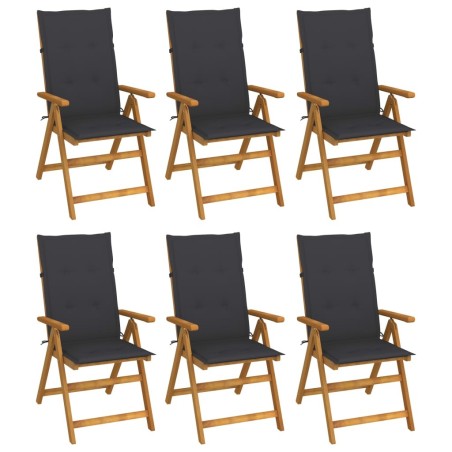 Chaises pliables de jardin lot de 6 avec coussins Bois d'acacia 641313641313