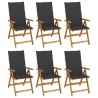 Chaises pliables de jardin lot de 6 avec coussins Bois d'acacia 641313641313