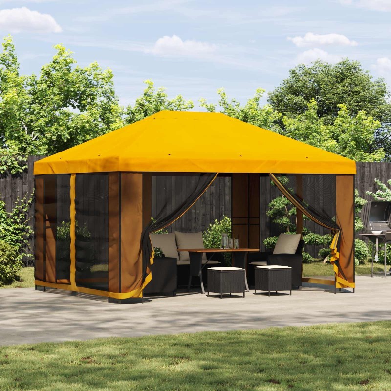 Abri de jardin avec parois 4 × 3 m Jaune Polyester et Acier 641316641316