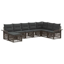 Ensemble de canapé de jardin 8 pcs Gris polyrotin 641318641318