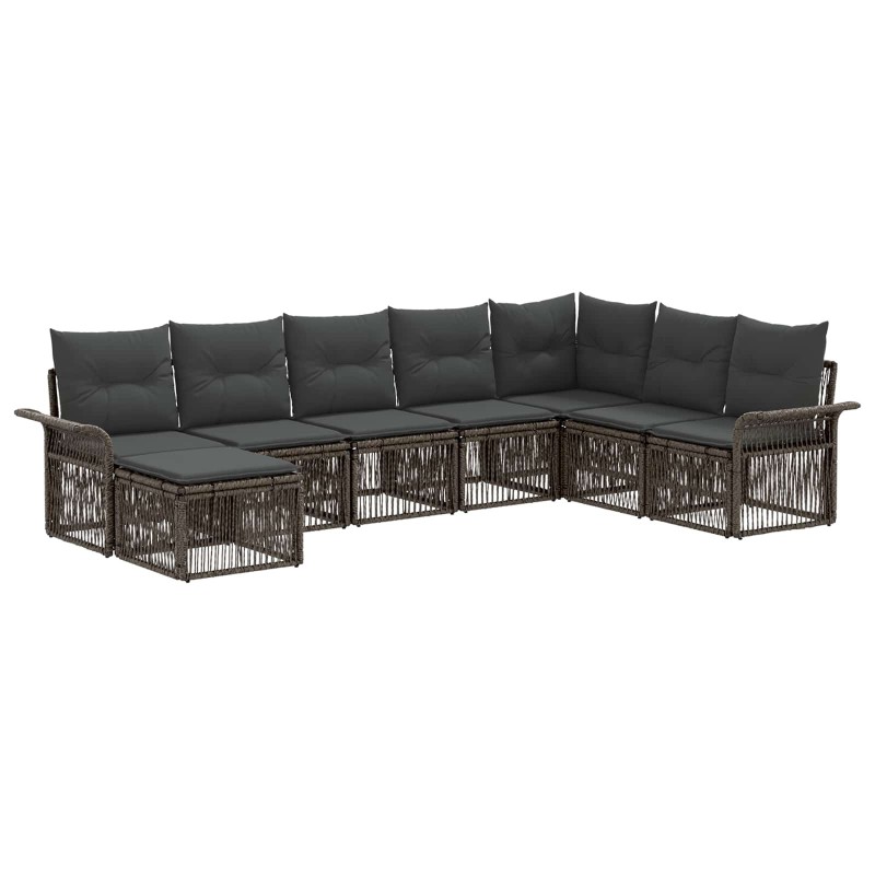 Ensemble de canapé de jardin 8 pcs Gris polyrotin 641318641318