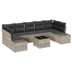 Ensemble de canapé de jardin 8 pcs Gris clair polyrotin 641319641319