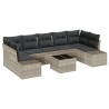 Ensemble de canapé de jardin 8 pcs Gris clair polyrotin 641319641319