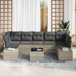 Ensemble de canapé de jardin 8 pcs Gris clair polyrotin 641319641319