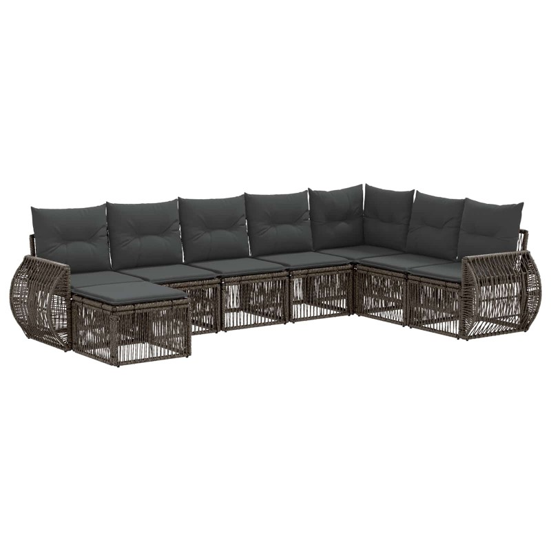 Ensemble de canapé de jardin 8 pcs Gris et Gris foncé polyrotin 641320641320