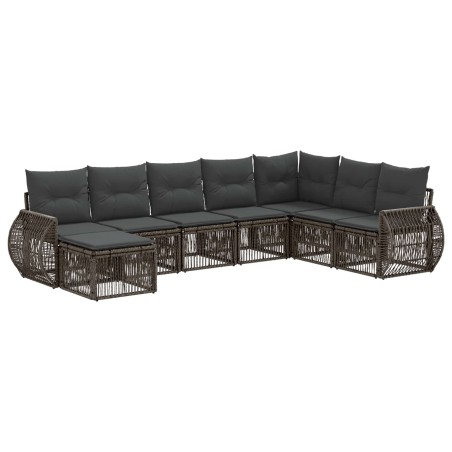 Ensemble de canapé de jardin 8 pcs Gris et Gris foncé polyrotin 641320641320