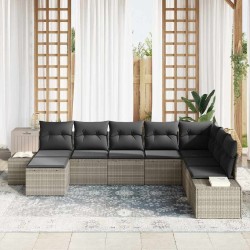 Ensemble de canapé de jardin avec coussin 8 pcs polyrotin 641322641322