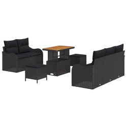 Ensemble de canapé de jardin avec coussin 8 pcs Noir 641324641324