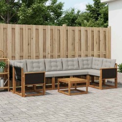 Ensemble de canapés d'extérieur 8 pcs Naturel et gris clair 641325641325