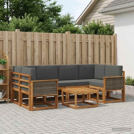 Ensemble de canapés d'extérieur 5 pcs Naturel et Anthracite 641326641326