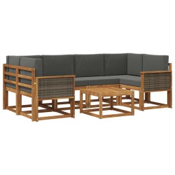 Ensemble de canapés d'extérieur 5 pcs Naturel et Anthracite 641326641326