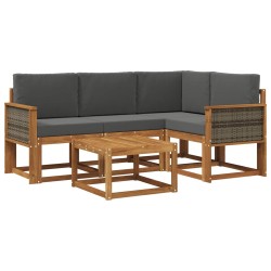 Ensemble de canapés d'extérieur 5 pcs Naturel et Anthracite 641330641330