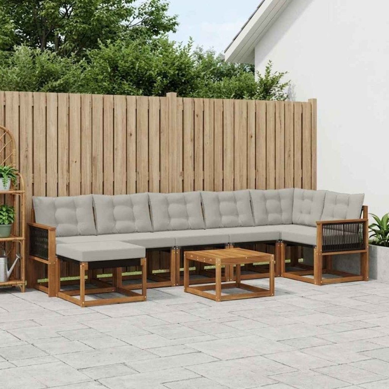 Ensemble de canapés d'extérieur 8 pcs Naturel et gris clair 641332641332