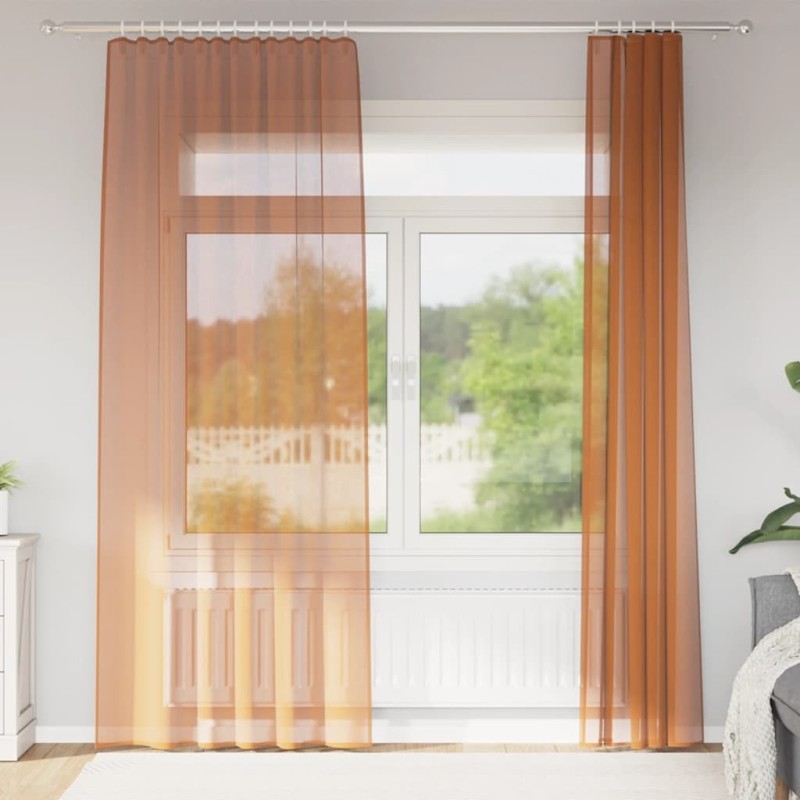 Rideaux en voile à œillets 2 pcs couleur terre cuite 641334641334