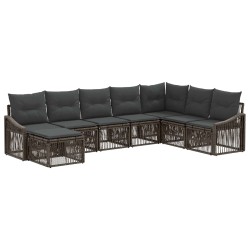 Ensemble de canapé de jardin 8 pcs Gris polyrotin 641336641336