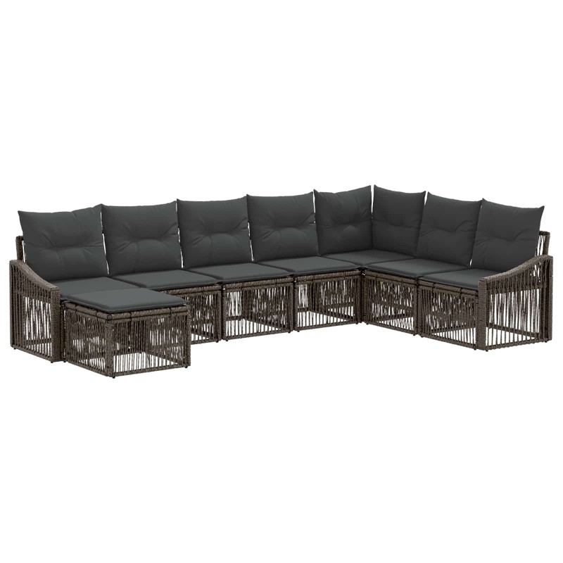 Ensemble de canapé de jardin 8 pcs Gris polyrotin 641336641336