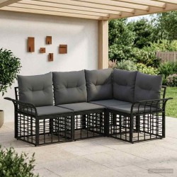Ensemble de canapés d'extérieur 4 pcs Noir et Gris foncé 641337641337