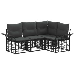 Ensemble de canapés d'extérieur 4 pcs Noir et Gris foncé 641337641337
