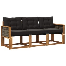 Ensemble de canapés d'extérieur 3 pcs Naturel et noir 641340641340