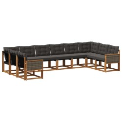 Ensemble de canapés d'extérieur 10 pcs Naturel et noir 641345641345