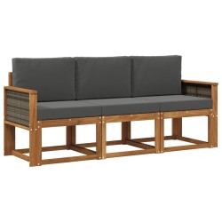 Ensemble de canapés d'extérieur 3 pcs Naturel et Anthracite 641348641348
