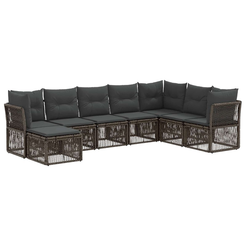 Ensemble de canapé de jardin 8 pcs Gris polyrotin 641352641352