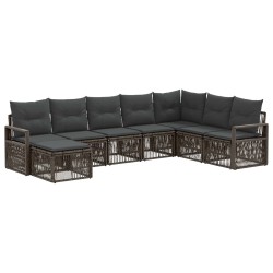 Ensemble de canapé de jardin 8 pcs Gris polyrotin 641354641354