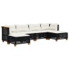 Salon de jardin 6 pcs avec coussins noir résine tressée 641355641355